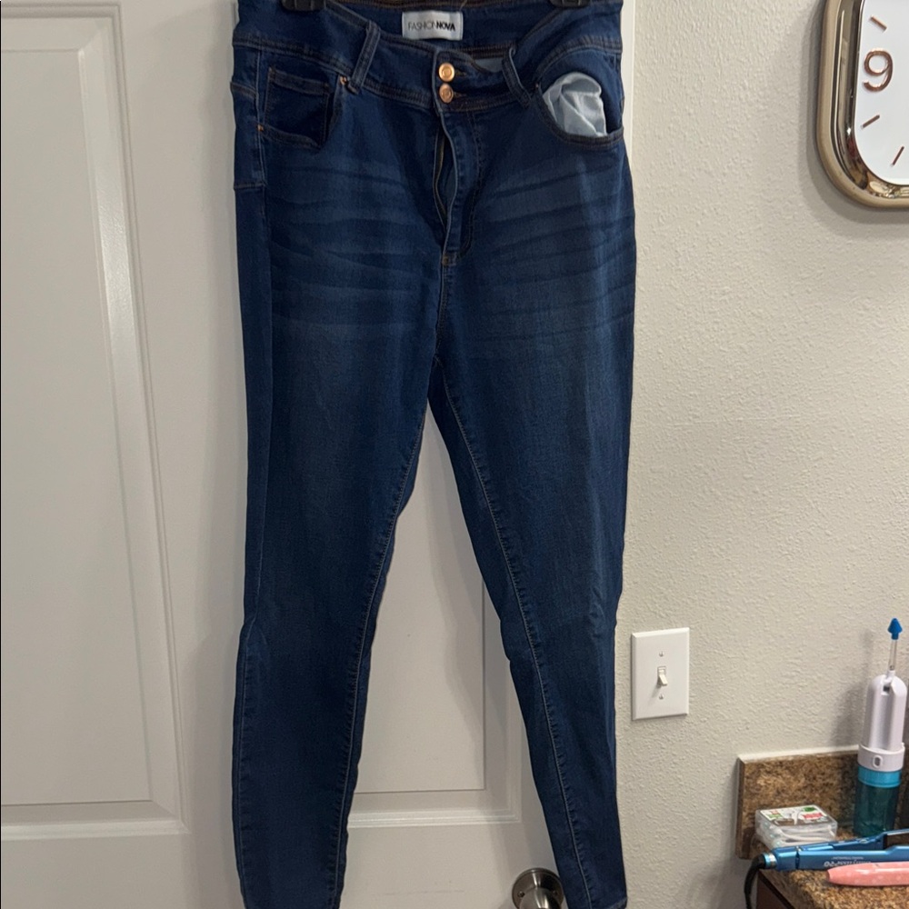 Fashion Nova Dark Blue Skinny Jeans